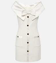 Alessandra Rich Bow-detail satin-trimmed cady minidress. Alessandra Rich 蝴蝶结装饰缎面滚边绉纱迷你连衣裙