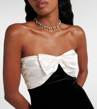 Alessandra Rich Bow-detail strapless velvet minidress