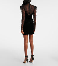 Alessandra Rich Bow-detail velvet and lace minidress