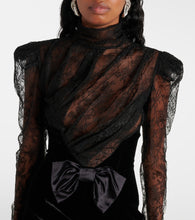 Alessandra Rich Bow-detail velvet and lace minidress