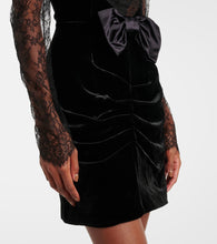 Alessandra Rich Bow-detail velvet and lace minidress