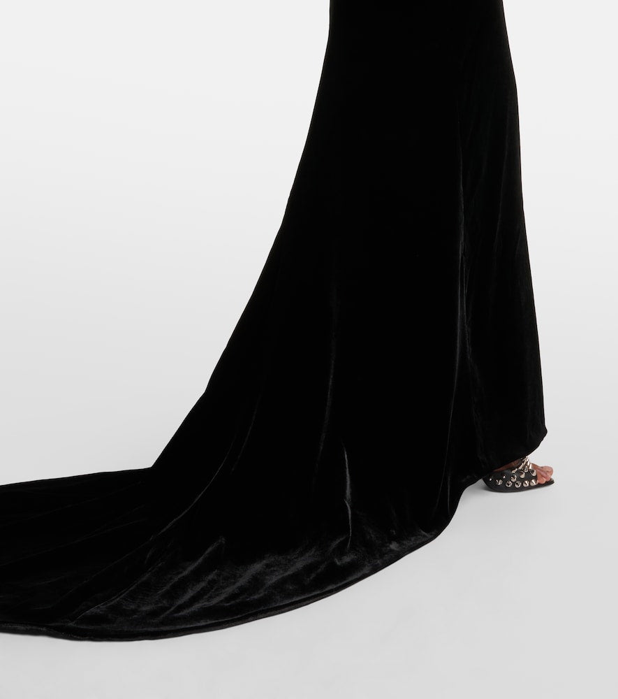 Alessandra Rich Bow-detail velvet gown