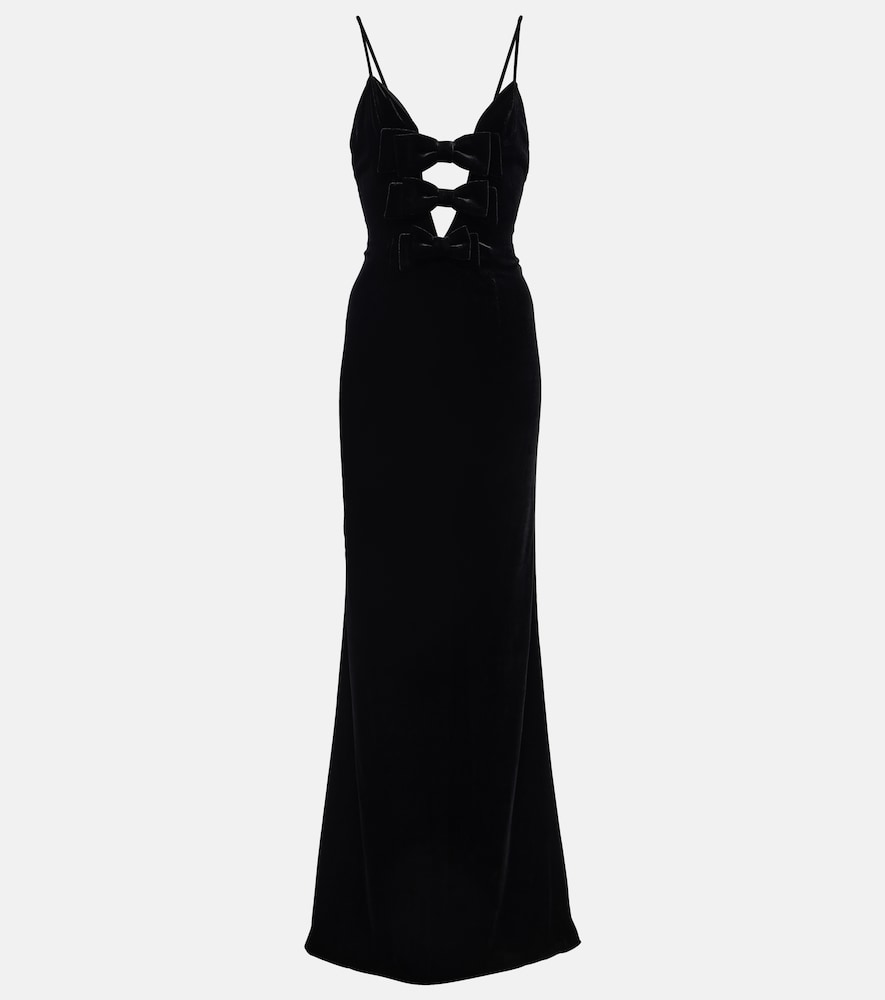 Alessandra Rich Bow-detail velvet gown. Alessandra Rich 蝴蝶结装饰天鹅绒礼服