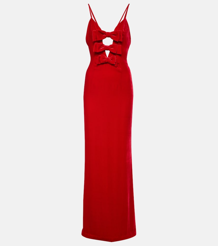 Alessandra Rich Bow-detail velvet gown. Alessandra Rich 蝴蝶结装饰天鹅绒礼服