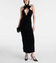 Alessandra Rich Bow-detail velvet midi dress