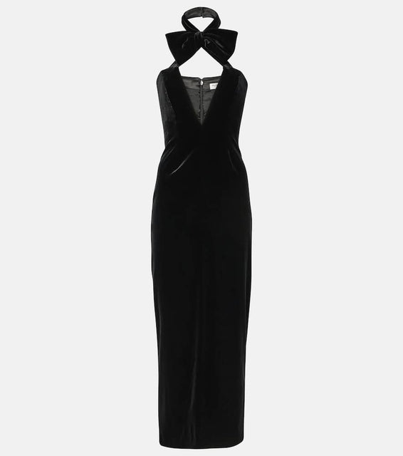 Alessandra Rich Bow-detail velvet midi dress