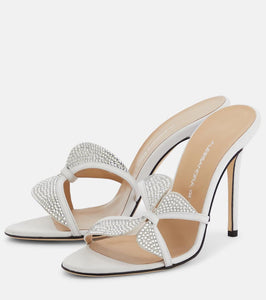 Alessandra Rich Butterfly crystal-embellished leather mules