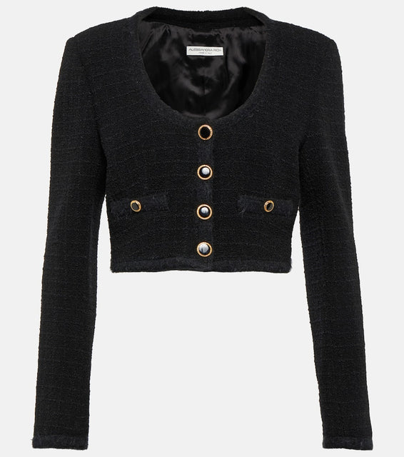 Alessandra Rich Checked cropped tweed blazer