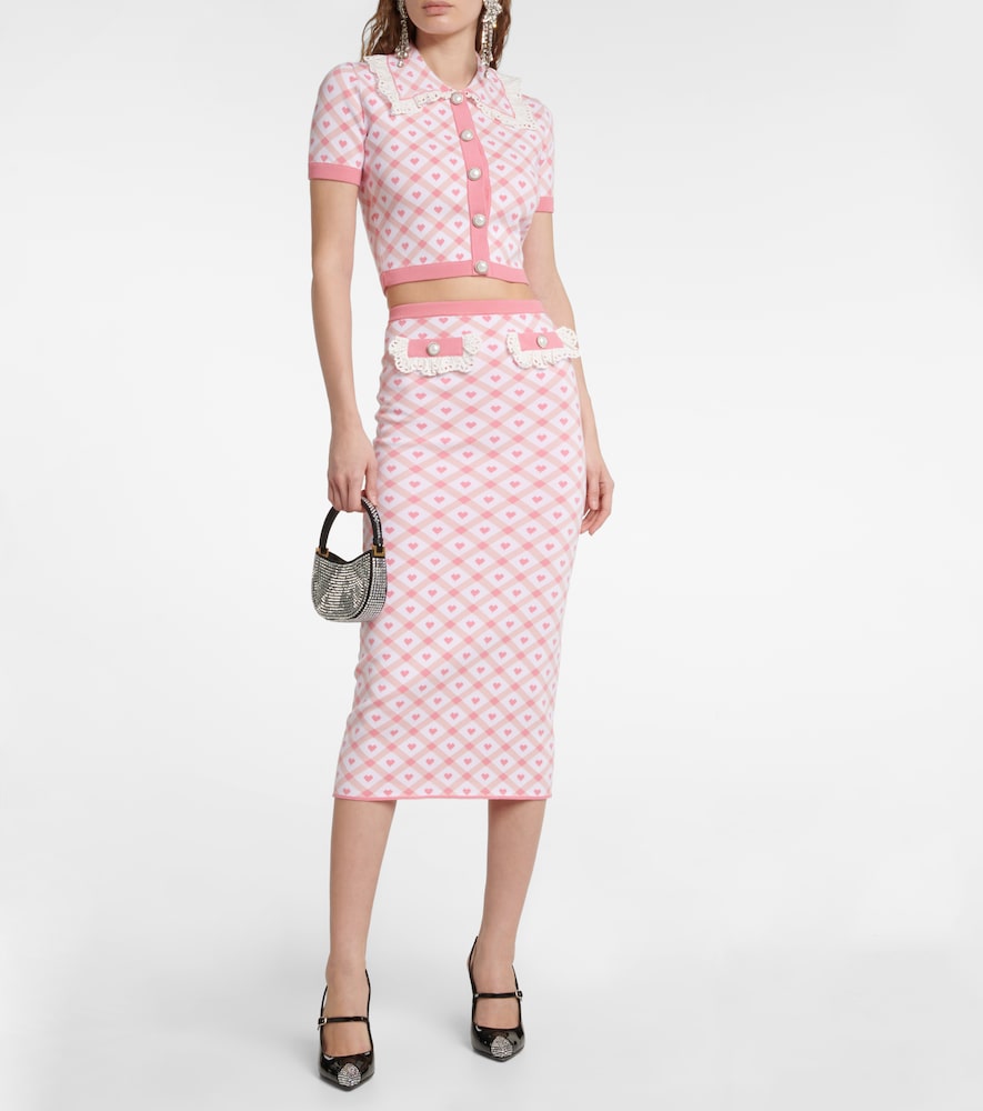 Alessandra Rich Checked jacquard midi skirt