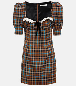 Alessandra Rich Checked wool minidress