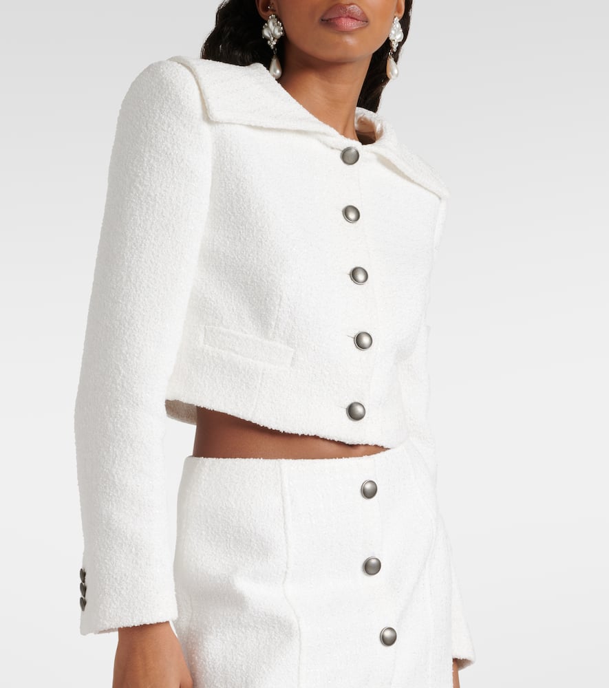Alessandra Rich Cropped checked tweed jacket