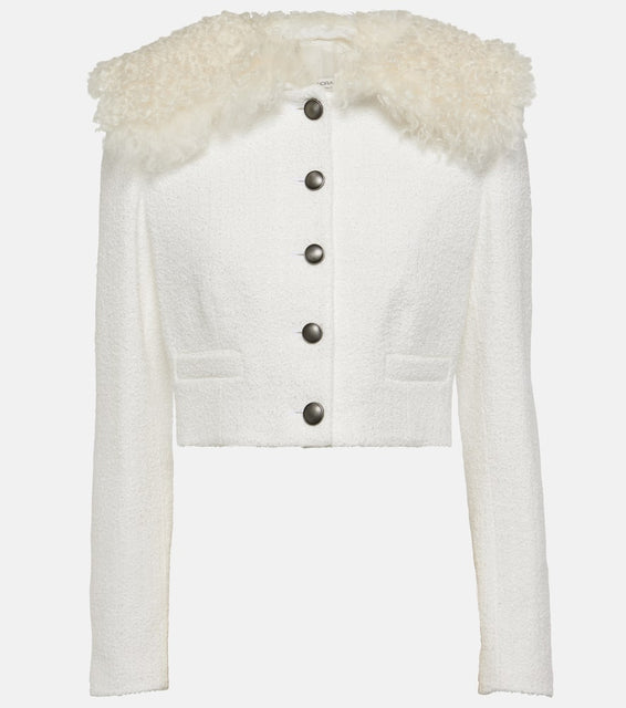 Alessandra Rich Cropped checked tweed jacket