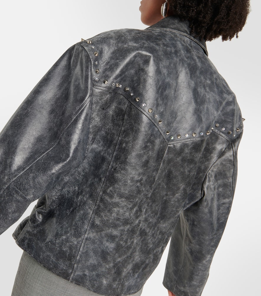 Alessandra Rich Distressed leather jacket