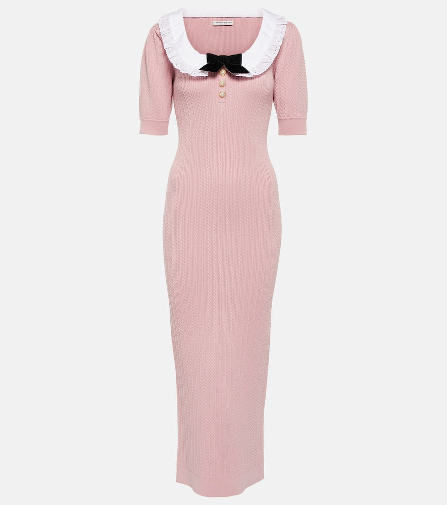 Alessandra Rich Embellished cotton-blend midi dress. Alessandra Rich 缀饰棉混纺中长连衣裙