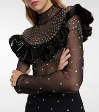 Alessandra Rich Embellished mesh midi dress