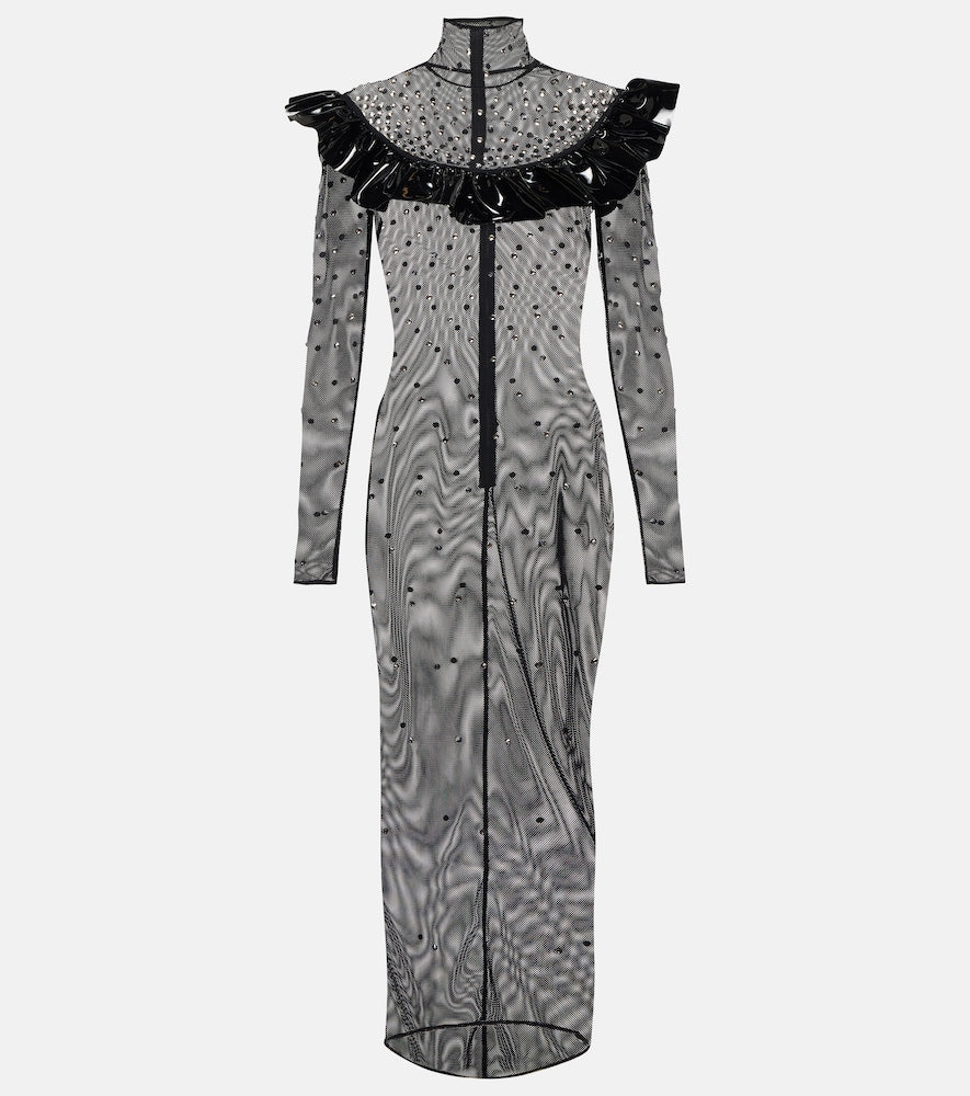 Alessandra Rich Embellished mesh midi dress. Alessandra Rich 缀饰网纱中长连衣裙