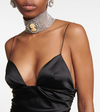 Alessandra Rich Embellished silk-blend satin minidress