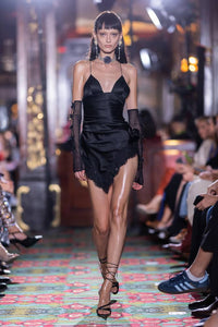 Alessandra Rich Embellished silk-blend satin minidress
