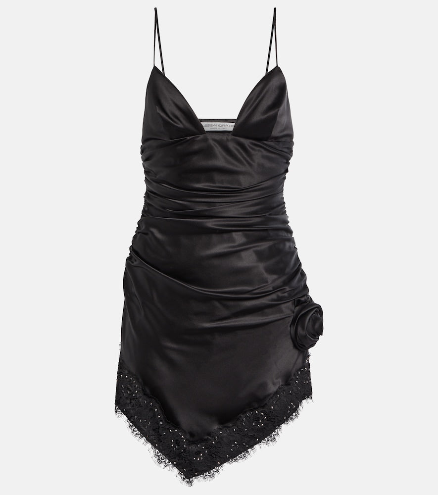 Alessandra Rich Embellished silk-blend satin minidress. Alessandra Rich 缀饰真丝混纺缎面迷你连衣裙