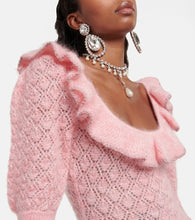 Alessandra Rich Embroidered mohair-blend minidress