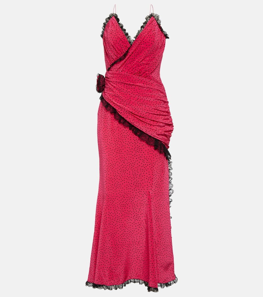 Alessandra Rich Floral-appliqu√É¬© silk maxi dress. Alessandra Rich 花卉贴花真丝长裙