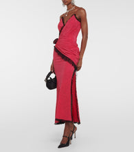 Alessandra Rich Floral-appliqué silk maxi dress