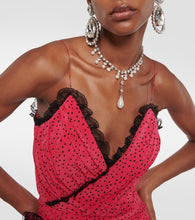 Alessandra Rich Floral-appliqué silk maxi dress