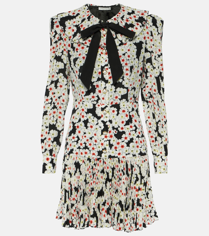 Alessandra Rich Floral bow-detail silk minidress. Alessandra Rich 花卉蝴蝶结装饰真丝迷你连衣裙