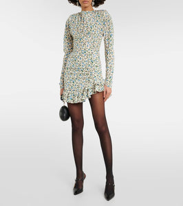 Alessandra Rich Floral open-back silk minidress