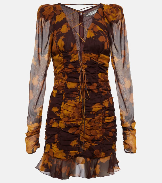 Alessandra Rich Floral silk georgette minidress