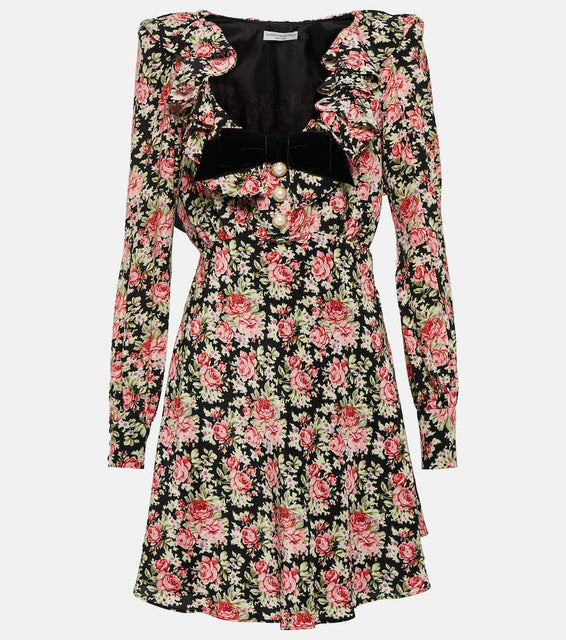 Alessandra Rich Floral silk minidress
