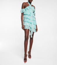 Alessandra Rich Halterneck ruffle-detail silk minidress