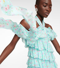 Alessandra Rich Halterneck ruffle-detail silk minidress