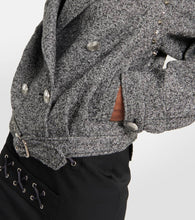 Alessandra Rich Herringbone cropped wool-blend jacket