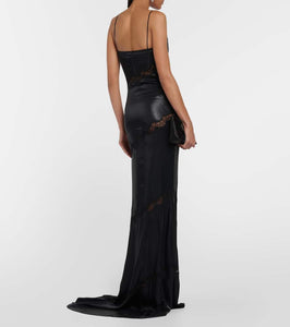 Alessandra Rich Lace-embroidered faux leather dress