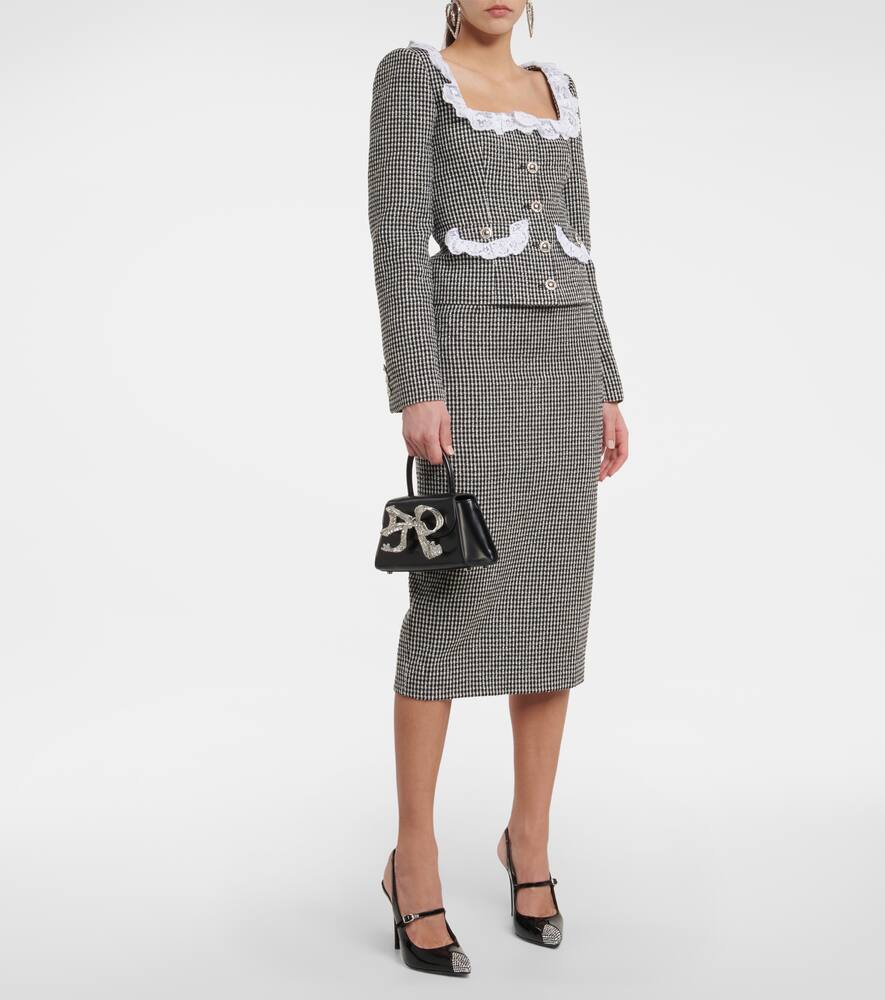 Alessandra Rich Lace-trimmed checked tweed jacket