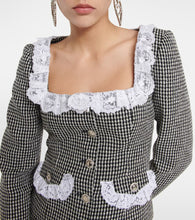 Alessandra Rich Lace-trimmed checked tweed jacket