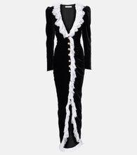 Alessandra Rich Lace-trimmed velvet maxi dress. Alessandra Rich 蕾丝边天鹅绒长裙