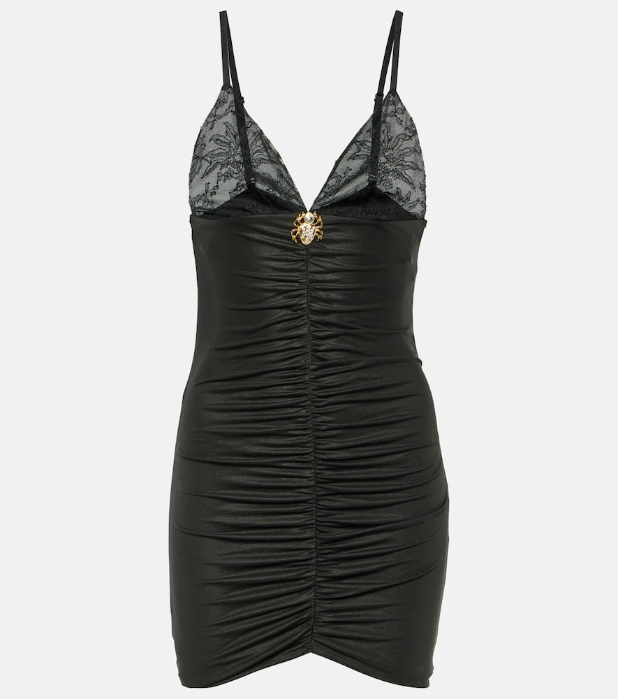 Alessandra Rich Laminated jersey minidress. Alessandra Rich 层压针织迷你连衣裙