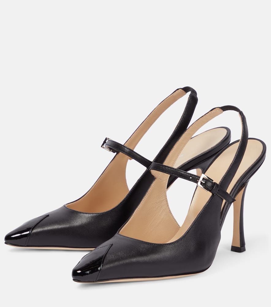 Alessandra Rich Leather slingback pumps