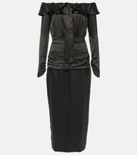 Alessandra Rich Off-shoulder silk midi dress