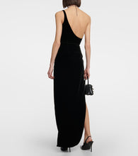 Alessandra Rich One-shoulder velvet maxi dress