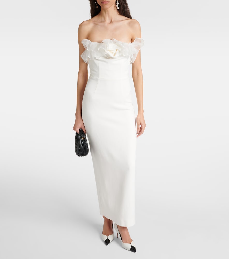 Alessandra Rich Organza-trimmed cady bustier gown