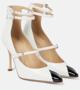 Alessandra Rich Paneled leather pumps