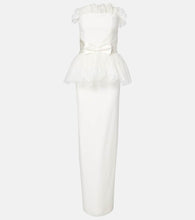 Alessandra Rich Peplum lace-trimmed cady bustier gown