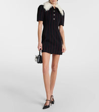 Alessandra Rich Pinstripe collared wool-blend minidress