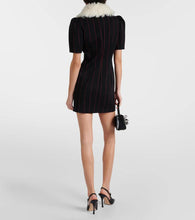 Alessandra Rich Pinstripe collared wool-blend minidress