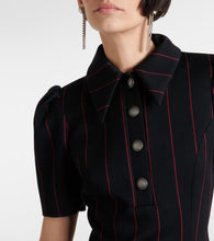 Alessandra Rich Pinstripe collared wool-blend minidress