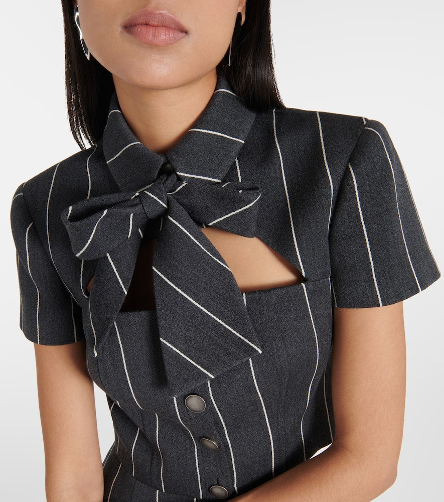 Alessandra Rich Pinstripe cropped wool-blend jacket