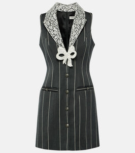 Alessandra Rich Pinstripe wool-blend minidress